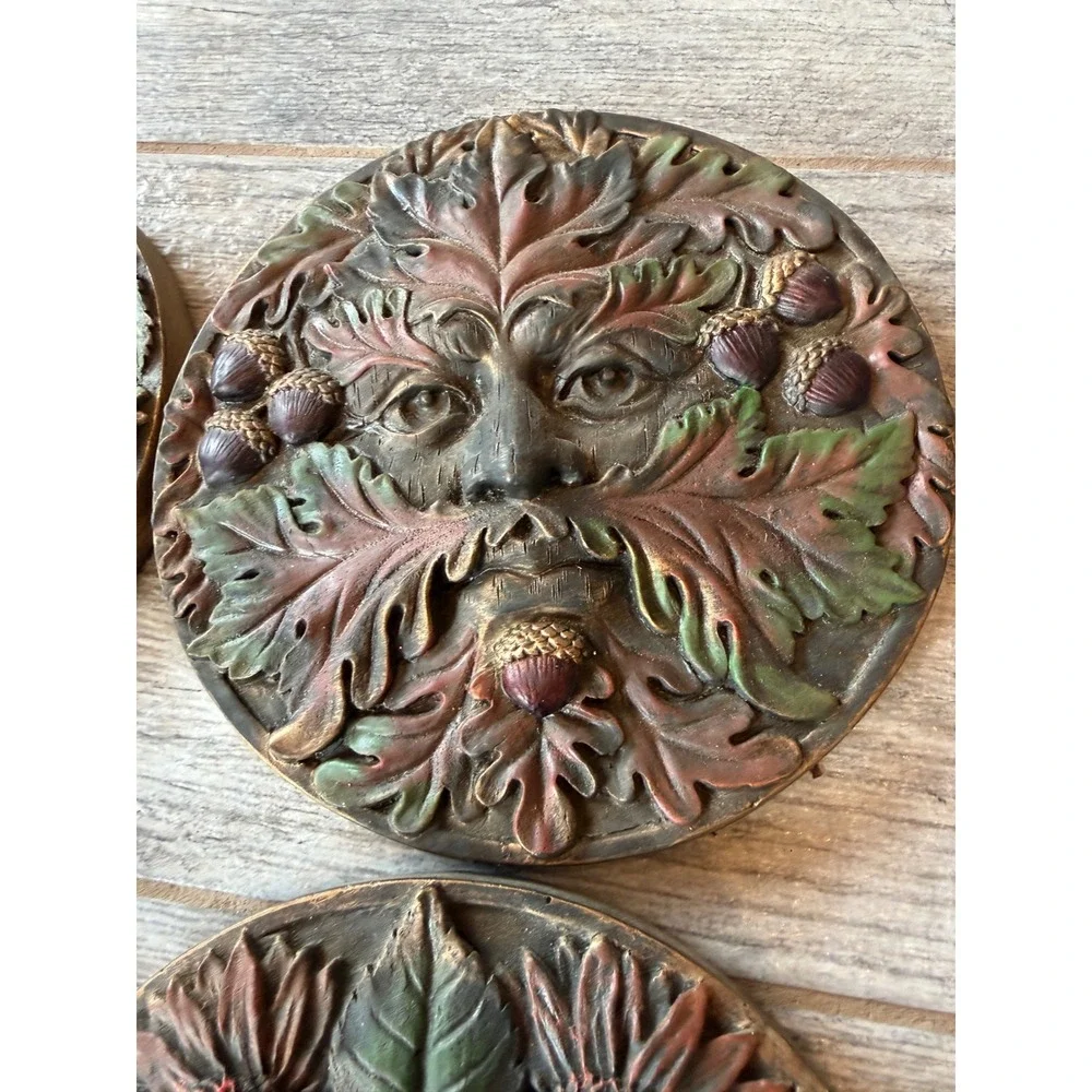 Summit Collection Greenman Seasonal Wall Plaque Set 4 Celtic Art Garden Decor 5